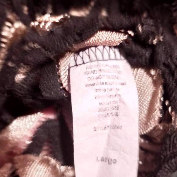 UK 2 LA Lace Fancy Elegant Over Cover Crop Top Black Gold Metalic Size Large - Picture 3 of 4